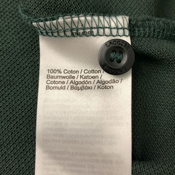 Lacoste dark green short sleeve polo front zip pocket crocodile Sz XXL Slim Fit - Picture 7 of 8
